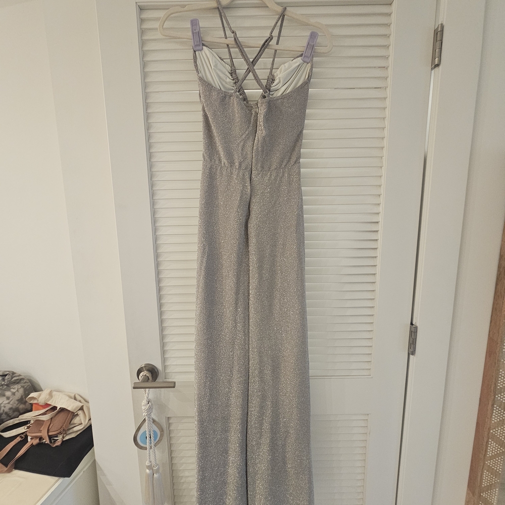 PatBO LUREX SILVER CUT OUT MAXI DRESS SZ 6 US - Picture 6 of 15